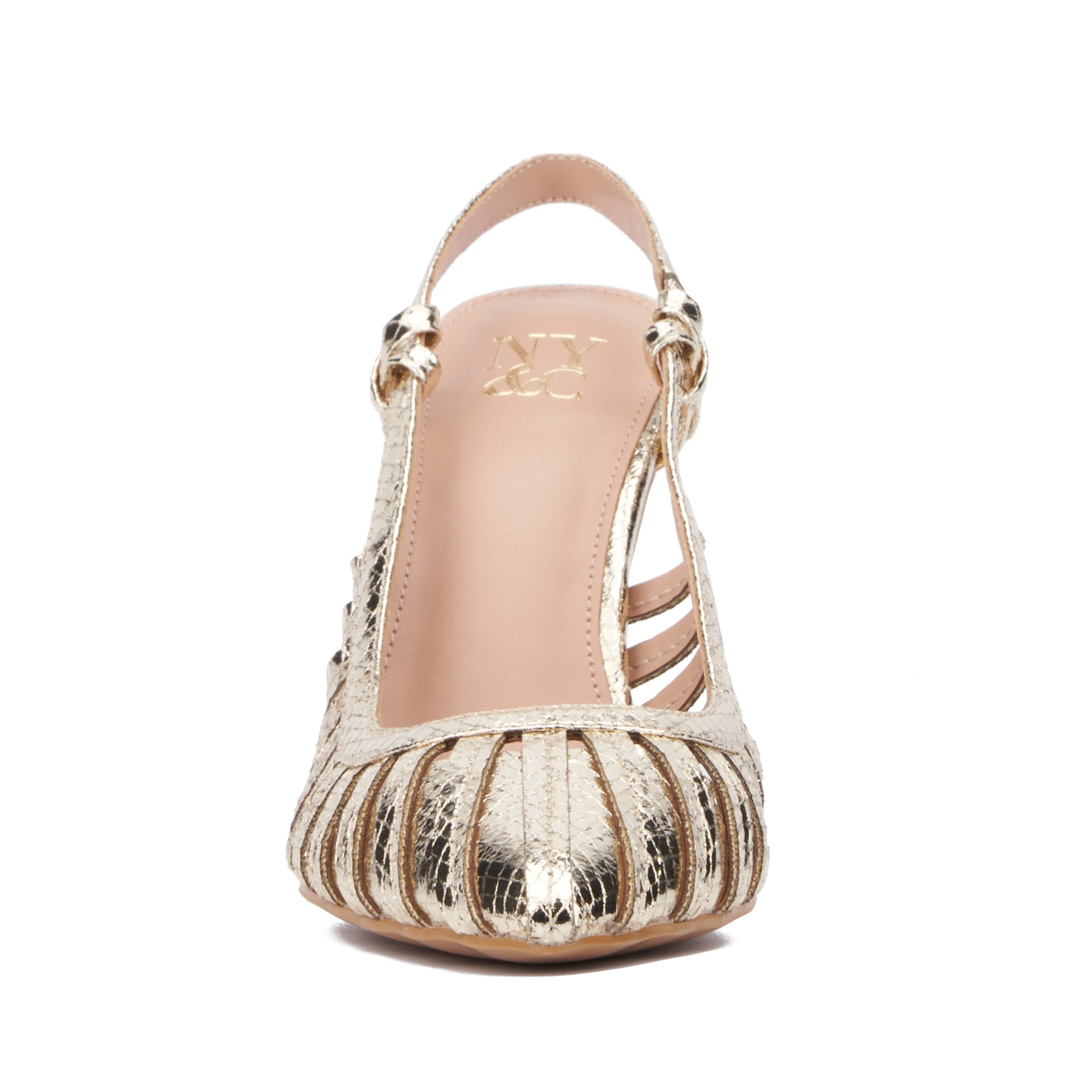Magdalene Metallic Sling Back Heels