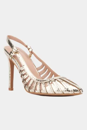 Magdalene Metallic Sling Back Heels