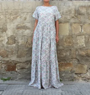 Maxi Dress, Summer Boho Dress, Summer Maxi Dress, Bohemian Maxi Dress, Boho Maternity Dress, Short Sleeve Flounce Dress