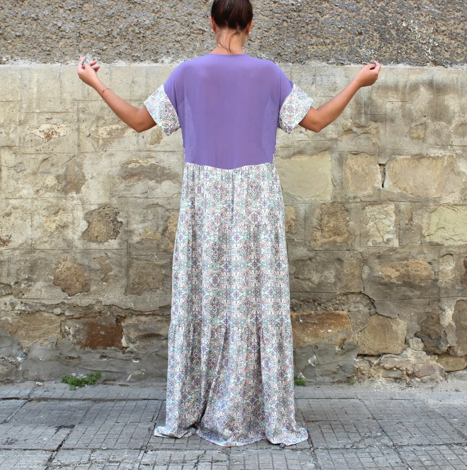 Maxi Dress, Summer Boho Dress, Summer Maxi Dress, Bohemian Maxi Dress, Boho Maternity Dress, Short Sleeve Flounce Dress