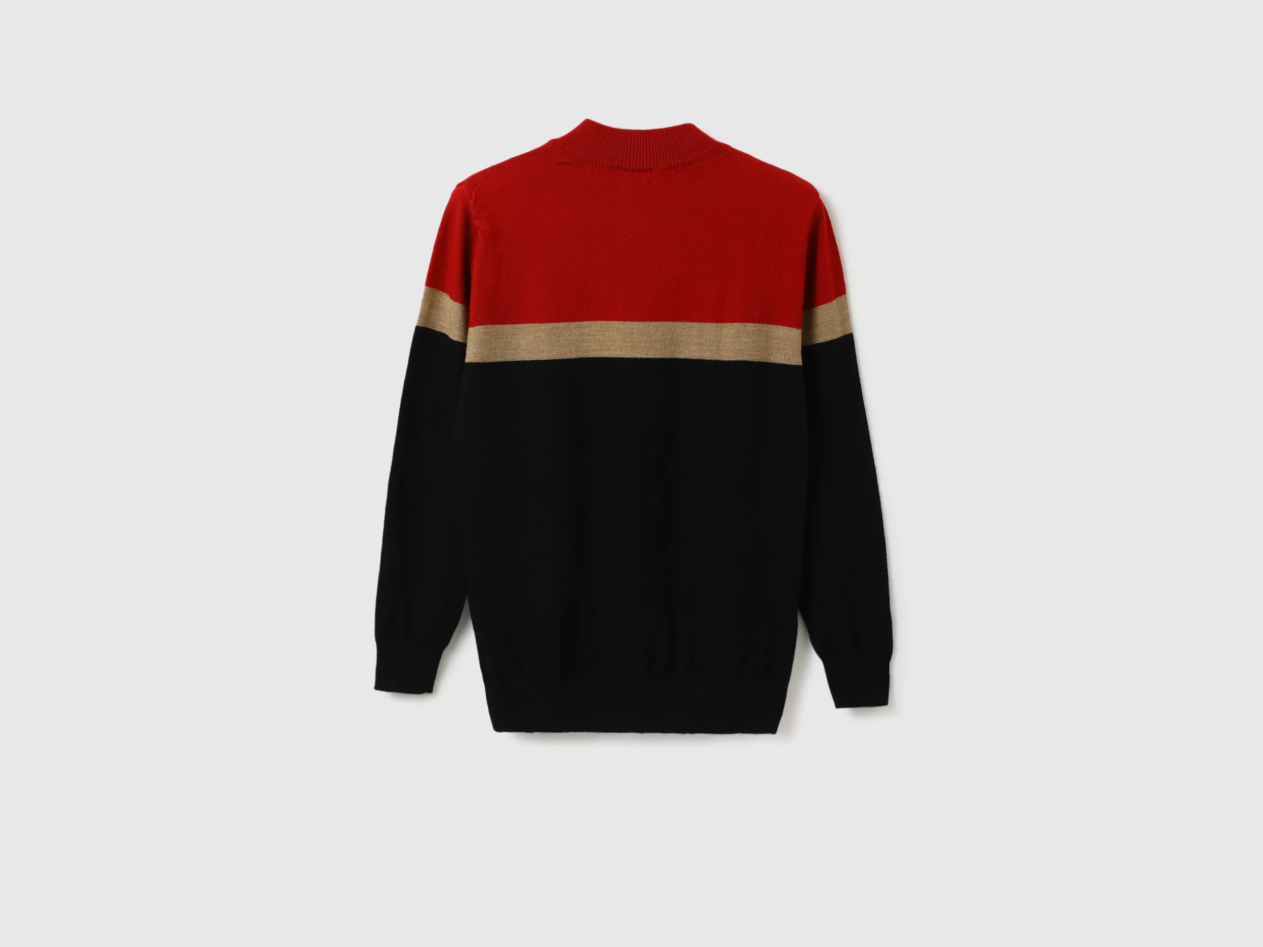 Men Colorblock High Neck Sweater