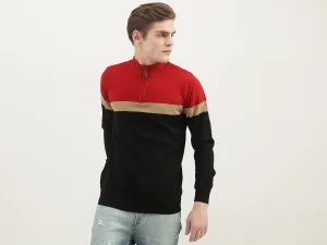 Men Colorblock High Neck Sweater