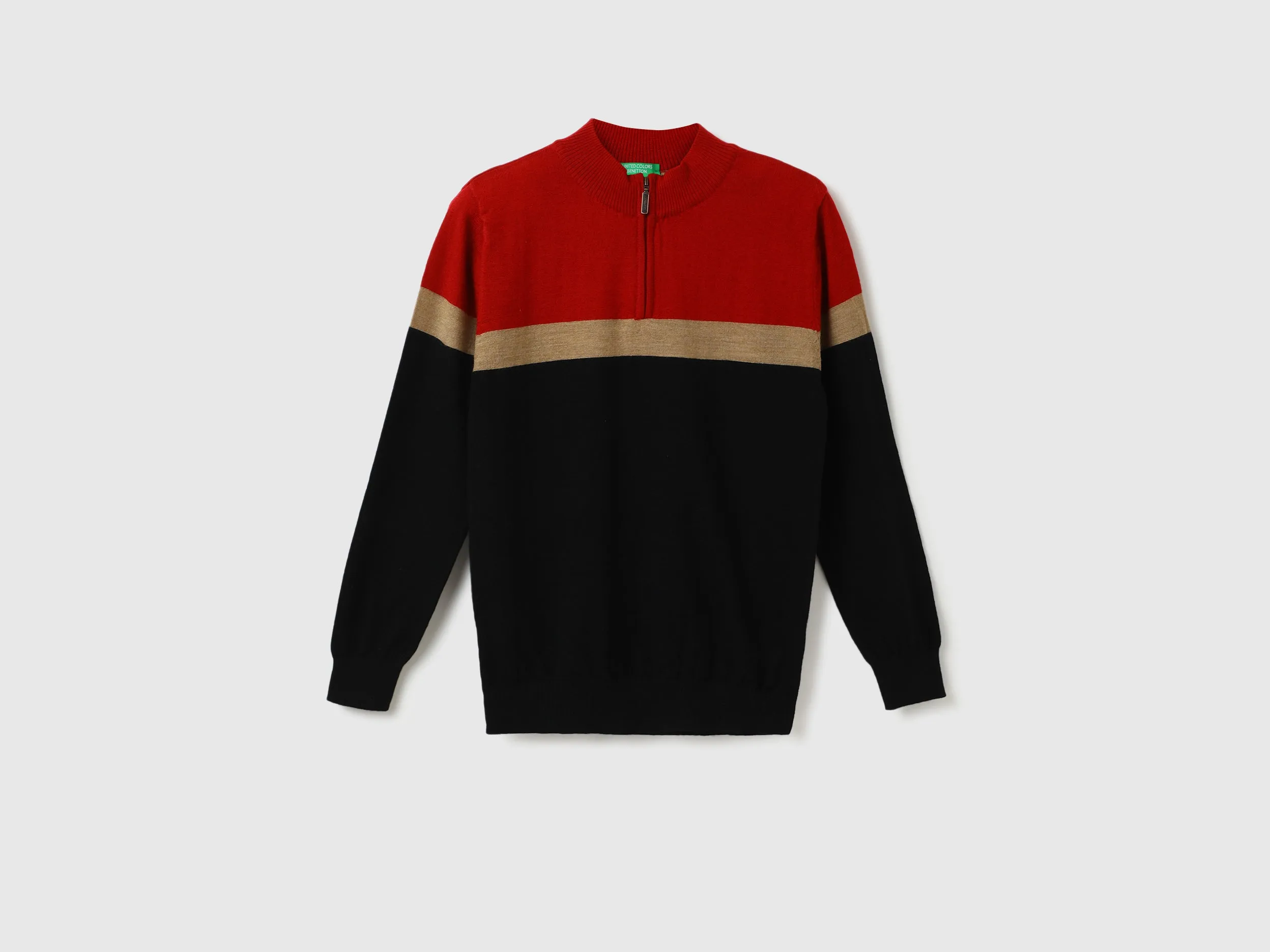 Men Colorblock High Neck Sweater