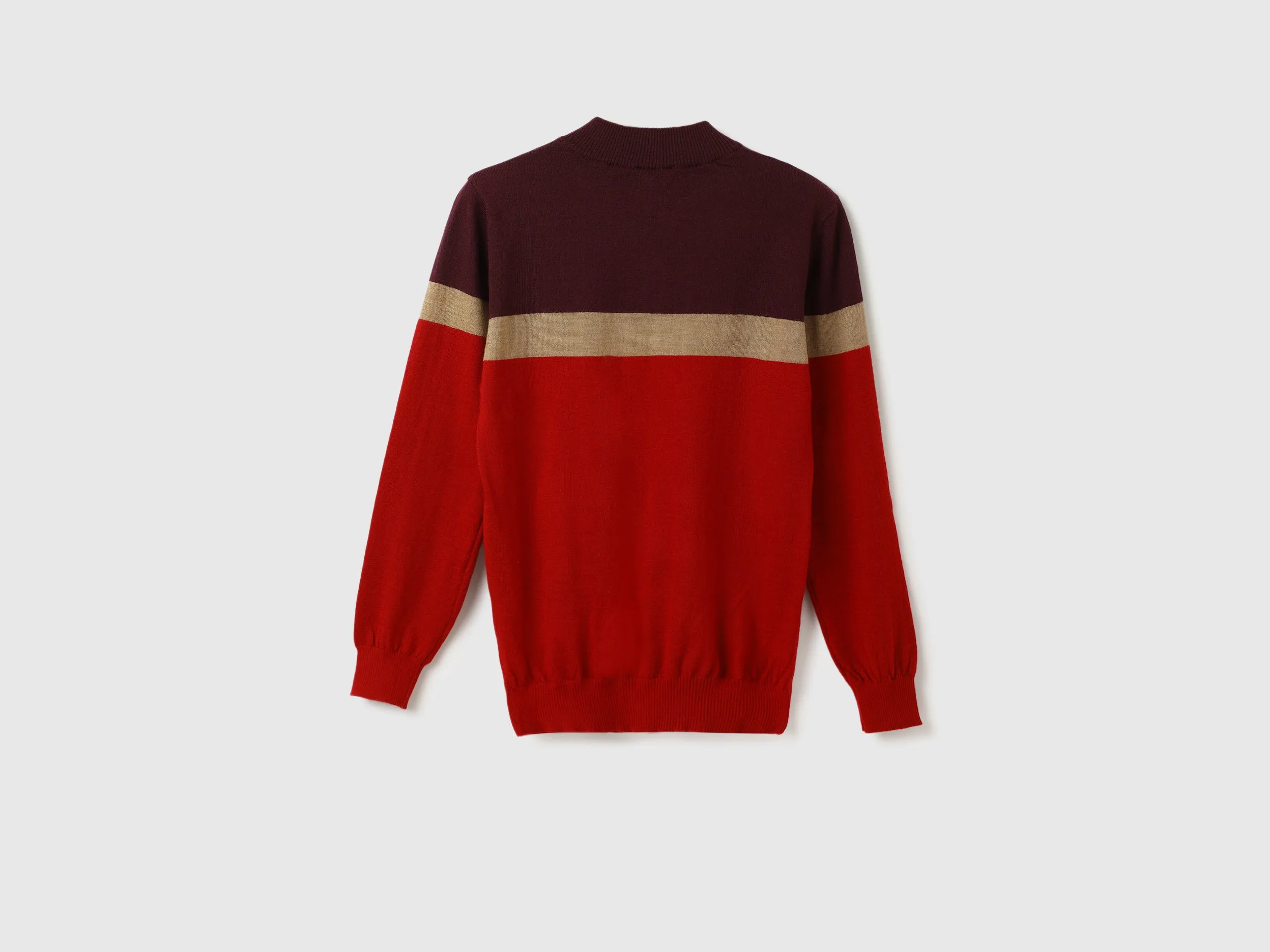 Men Colorblock High Neck Sweater