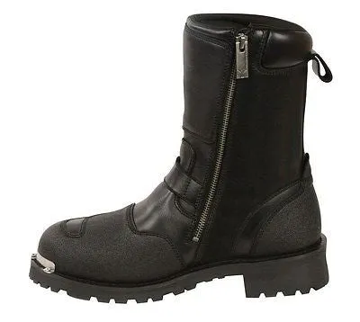 MEN'S MOTORBIKE LEATHER STRAP BOOT W/REFLECTIVE PIPING & GEAR SHIFT PROTECTION