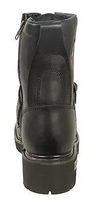 MEN'S MOTORBIKE REAL LEATHER BUCKLED & LACE TO TOE BOOT WITH SIDE ZIPPER