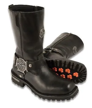 MEN'S MOTORCYCLE GENUINE LEATHER 11 INCH WATERPROOF SQUARE TOE WIDE BOOT
