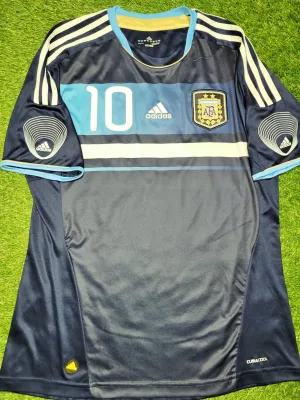 Messi Argentina 2011 2012 FRIENDLY Away Soccer Jersey Shirt L SKU# V88835