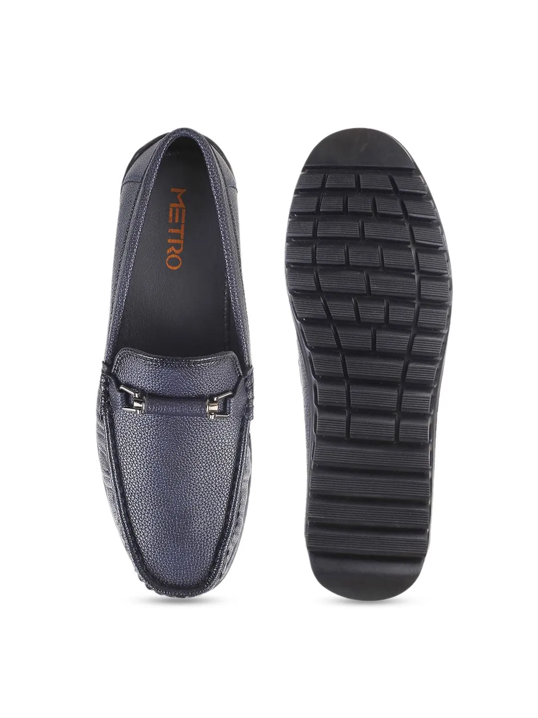 Metro Men Textured Horsebit Loafers