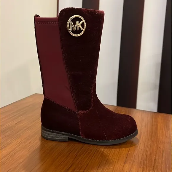 Michael Kors Emma Lily velour Boots new plum Girls Toddlers Size 8
