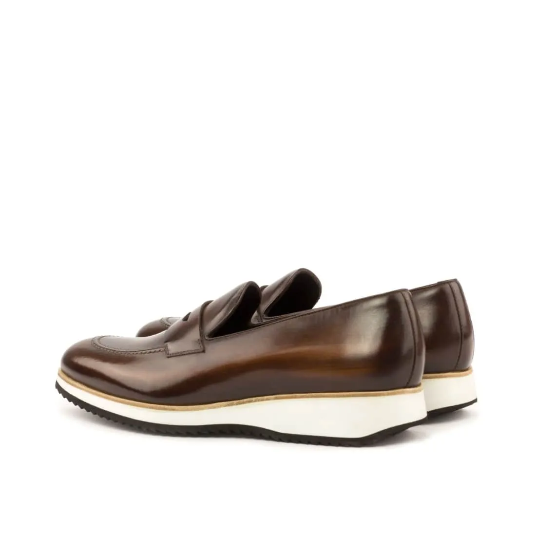 Mocassins Penny à bandeau en cuir patiné marron - Semelles Sport