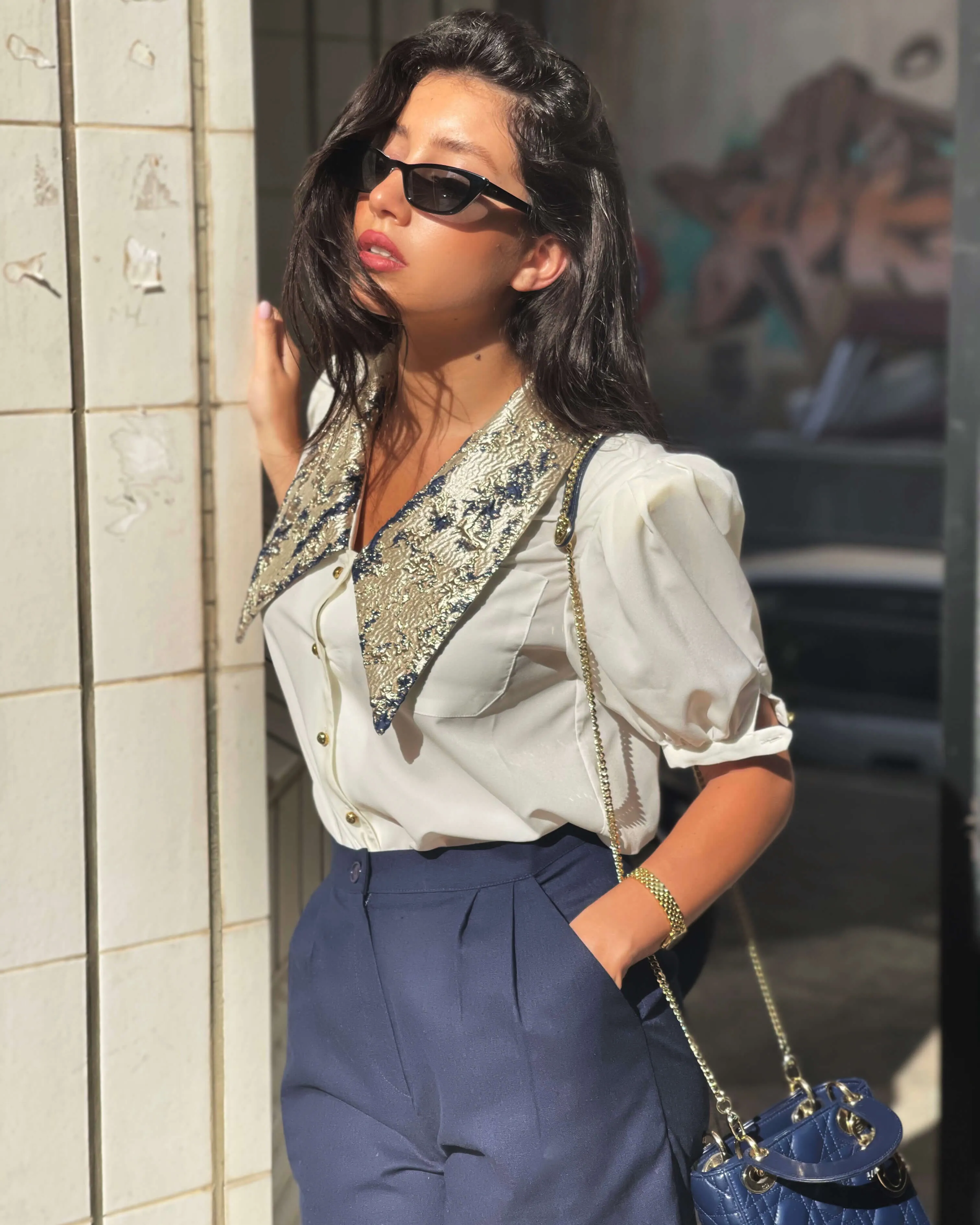 Navy Blue Tailored Linen Shorts