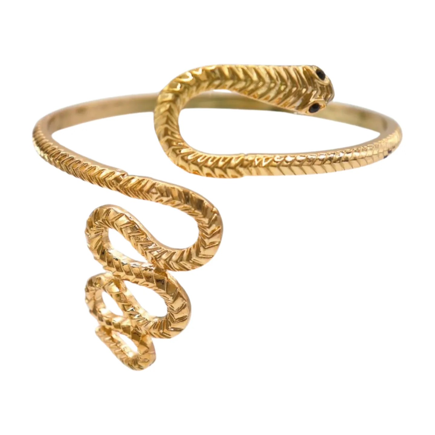 New Women Gold Color Metal Upper Arm Cuff Bracelet Cobra Snake Wrap Around Jewelry
