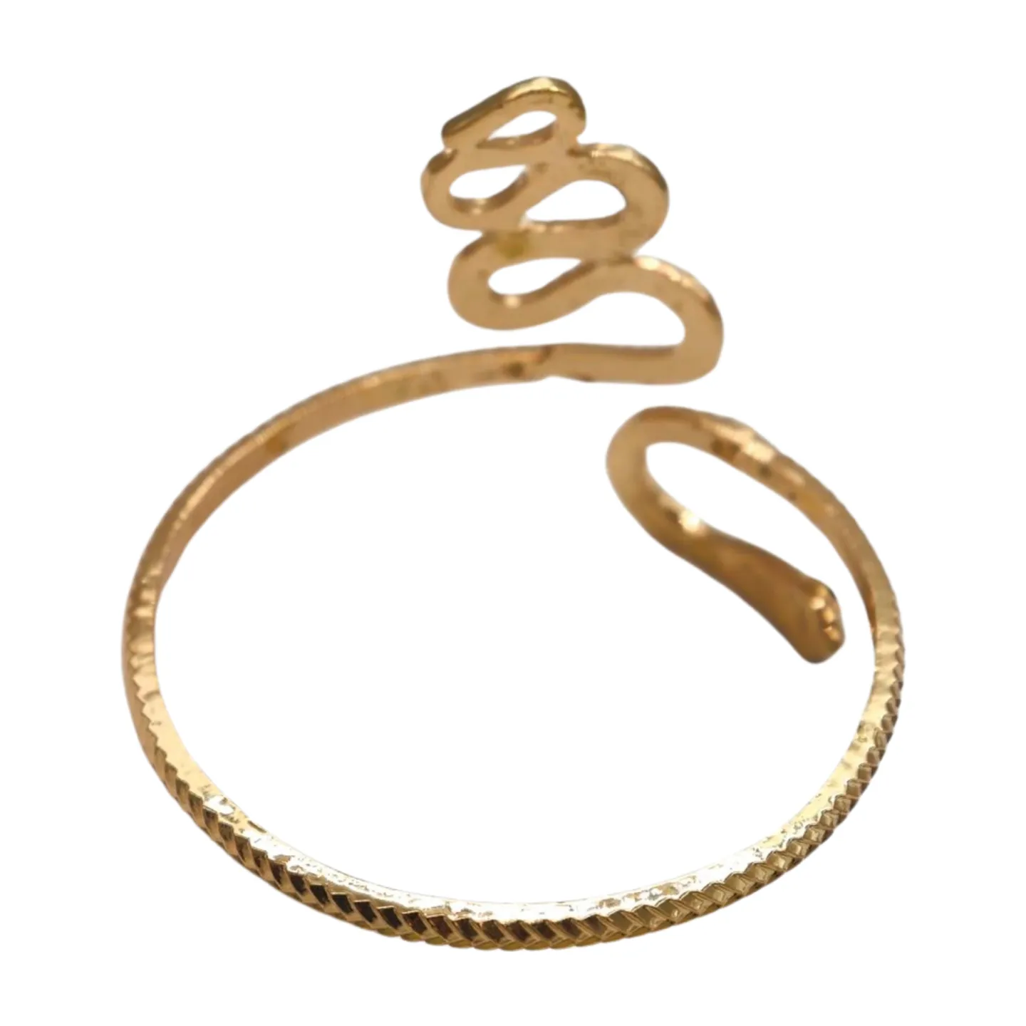 New Women Gold Color Metal Upper Arm Cuff Bracelet Cobra Snake Wrap Around Jewelry