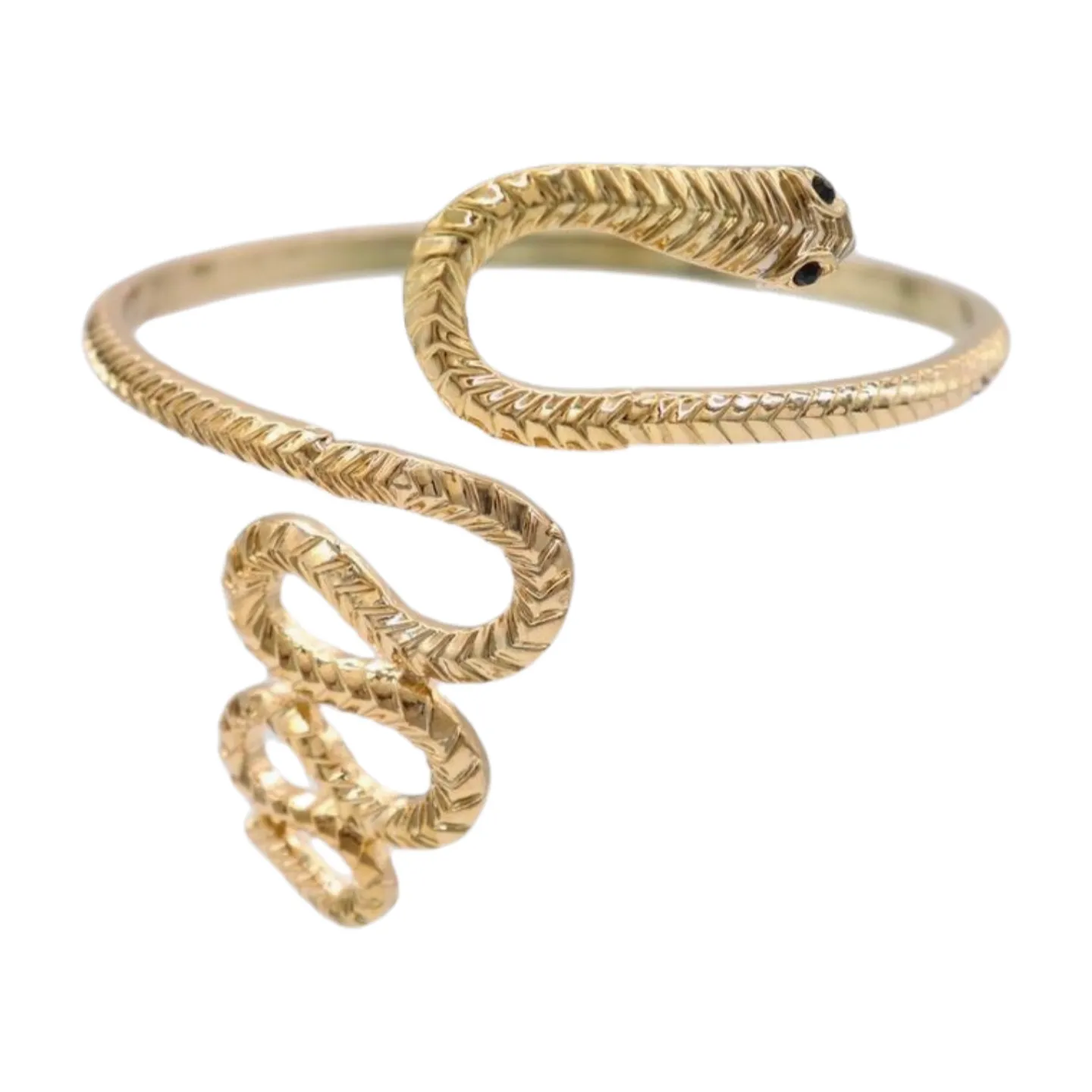 New Women Gold Color Metal Upper Arm Cuff Bracelet Cobra Snake Wrap Around Jewelry