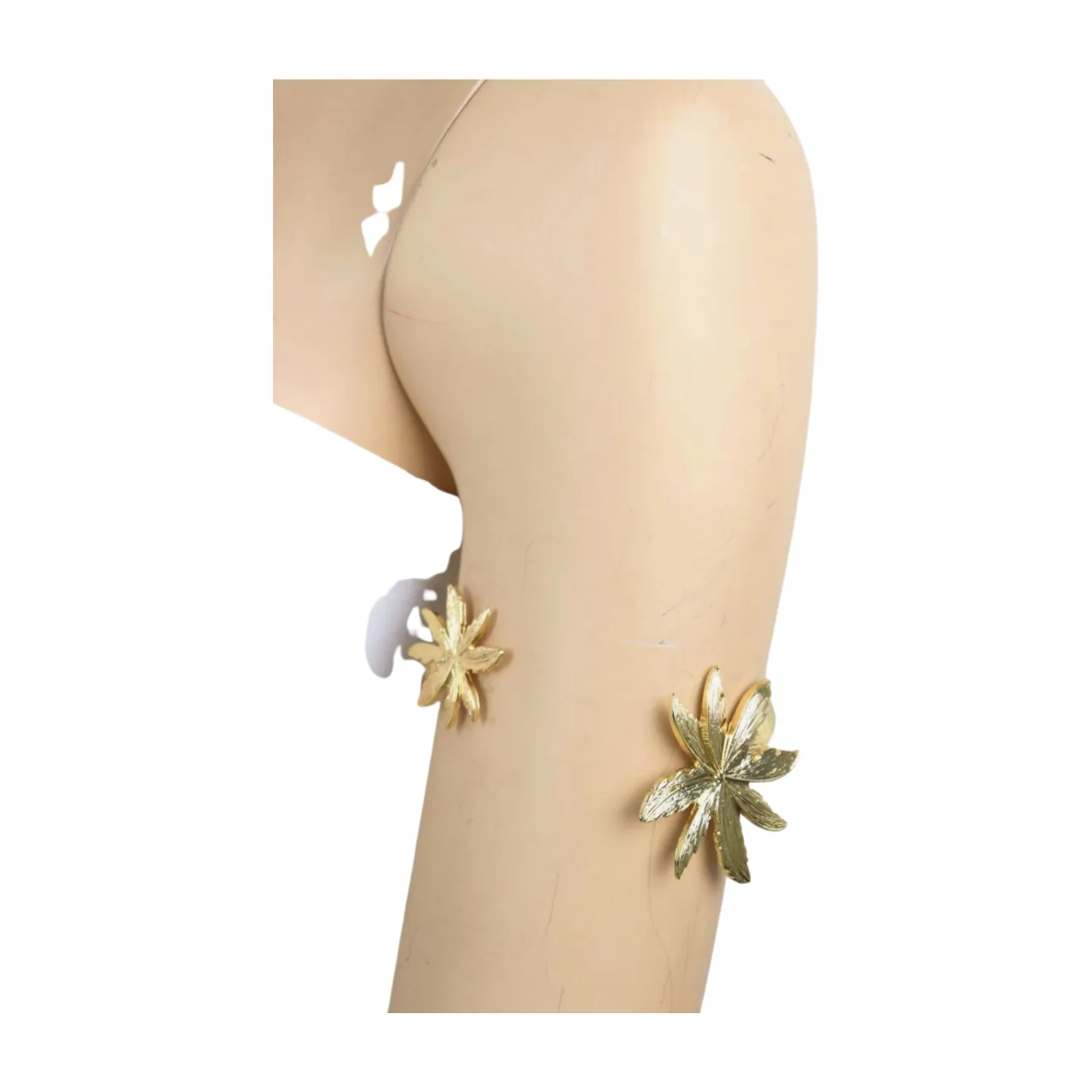 New Women Gold Metal Upper Arm Cuff Bracelet Palm Tree Flower Adjustable Fit Size