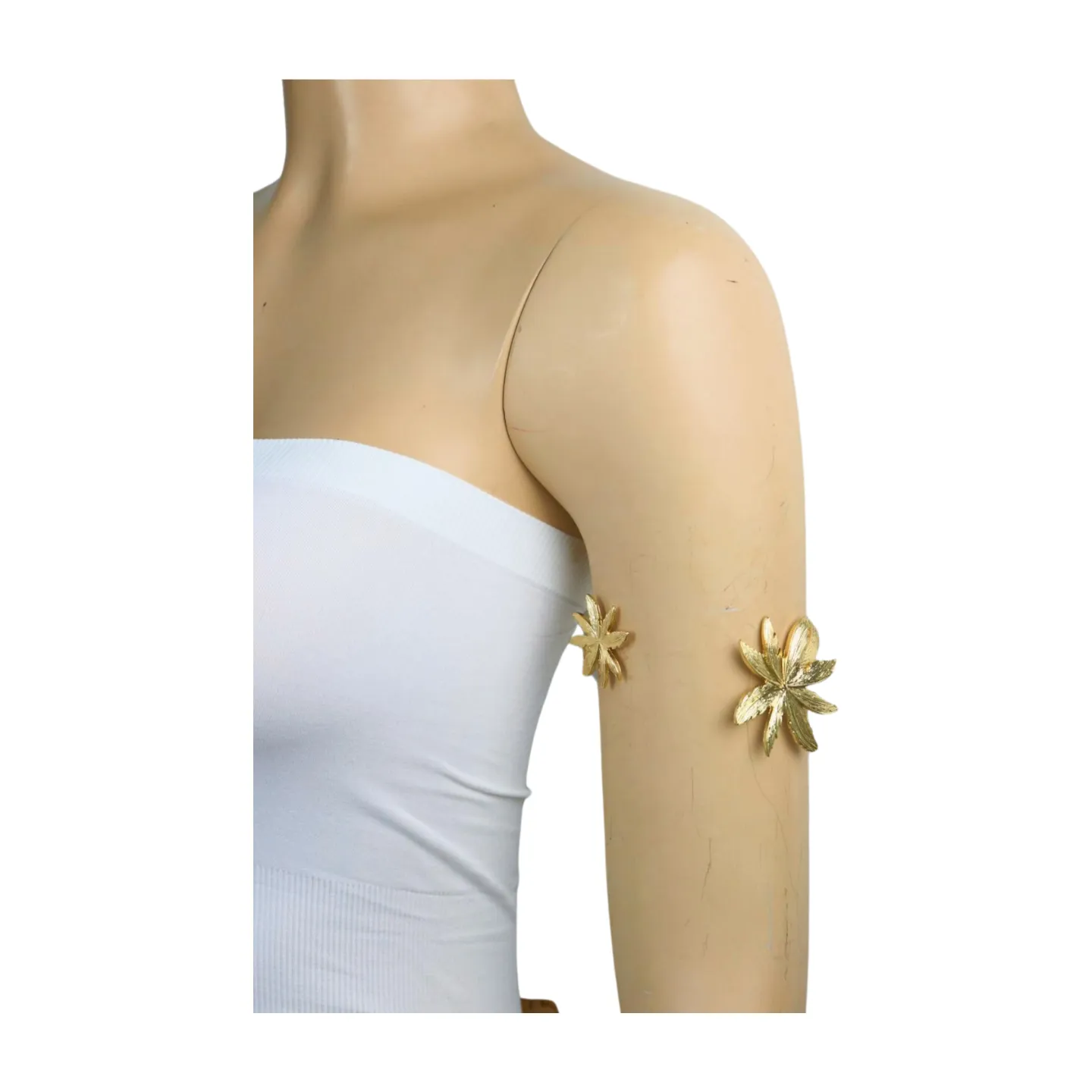 New Women Gold Metal Upper Arm Cuff Bracelet Palm Tree Flower Adjustable Fit Size