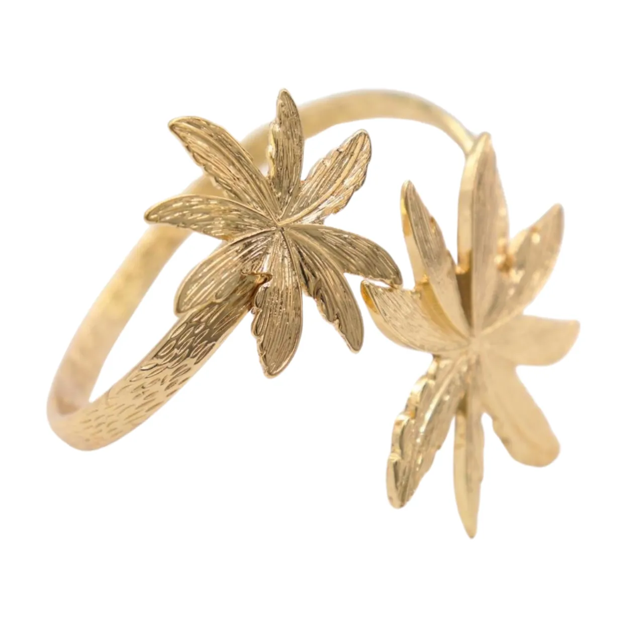 New Women Gold Metal Upper Arm Cuff Bracelet Palm Tree Flower Adjustable Fit Size