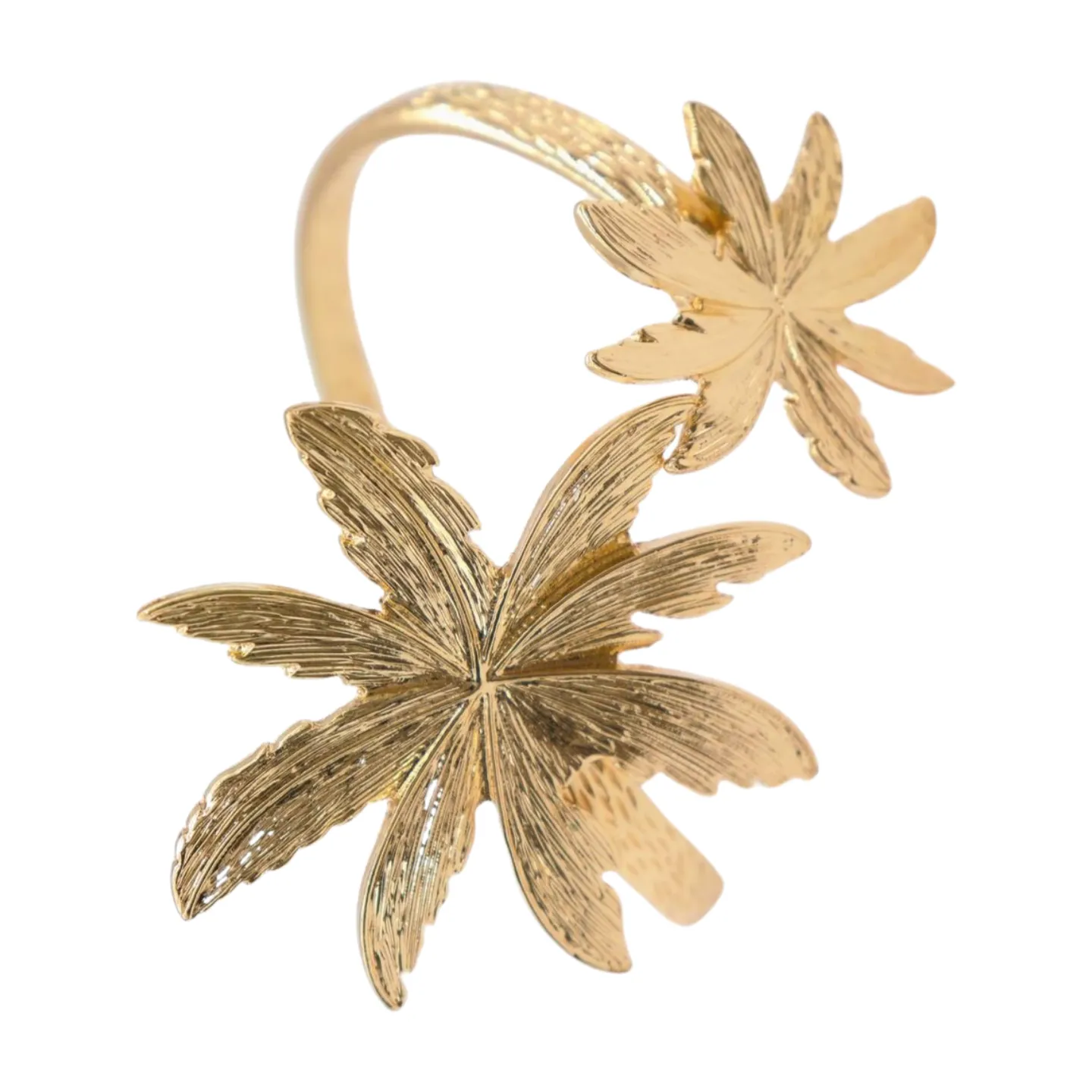 New Women Gold Metal Upper Arm Cuff Bracelet Palm Tree Flower Adjustable Fit Size