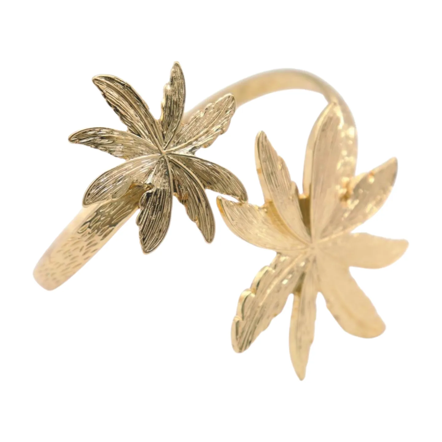 New Women Gold Metal Upper Arm Cuff Bracelet Palm Tree Flower Adjustable Fit Size