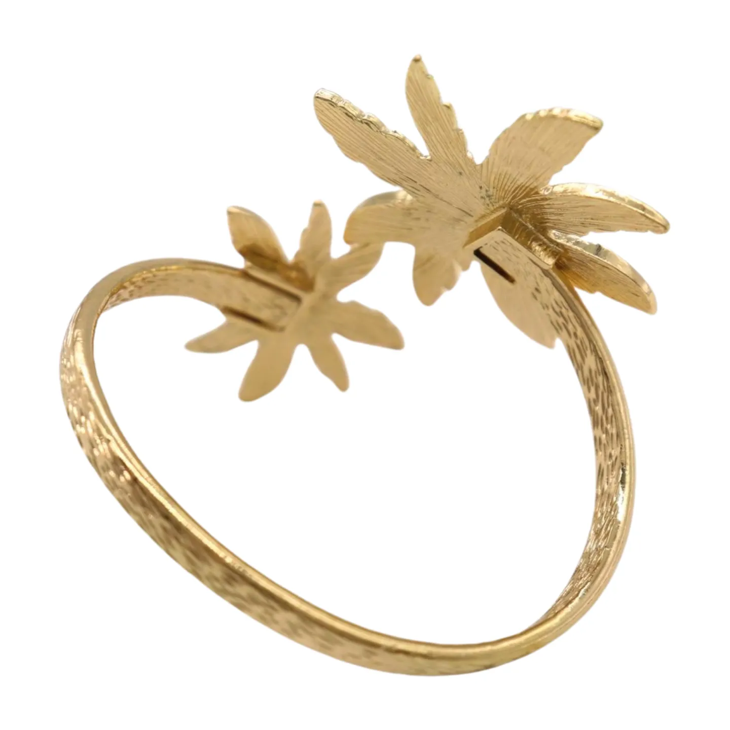New Women Gold Metal Upper Arm Cuff Bracelet Palm Tree Flower Adjustable Fit Size