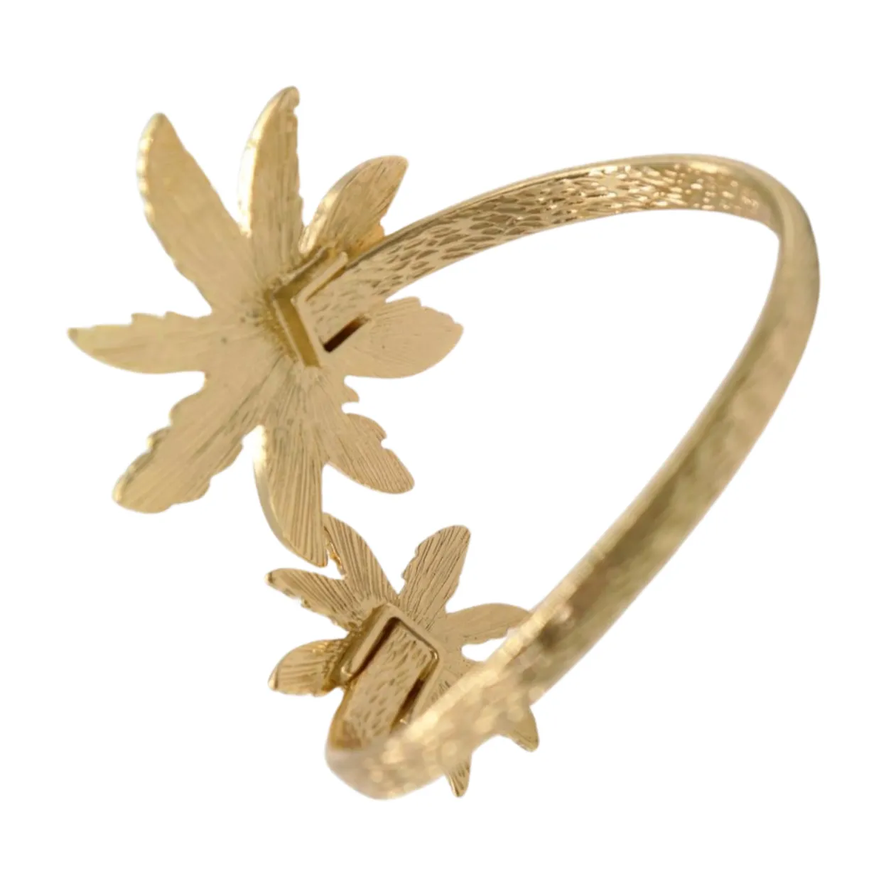 New Women Gold Metal Upper Arm Cuff Bracelet Palm Tree Flower Adjustable Fit Size