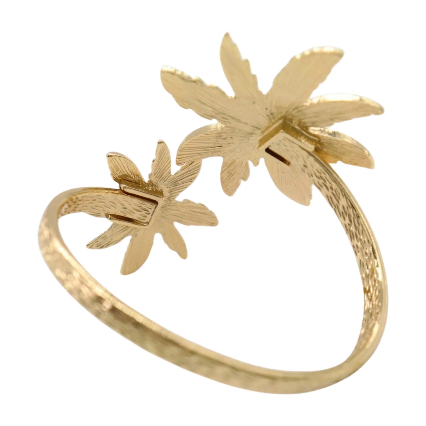 New Women Gold Metal Upper Arm Cuff Bracelet Palm Tree Flower Adjustable Fit Size