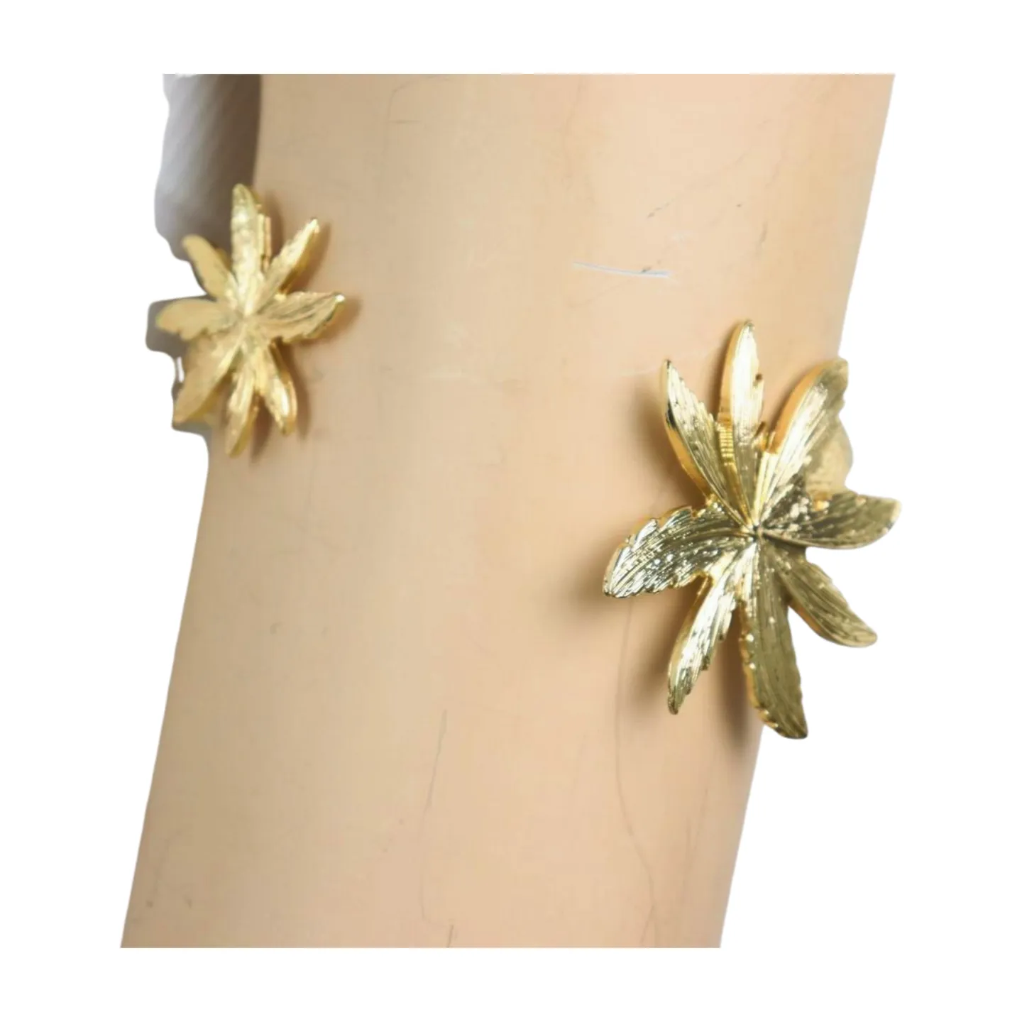 New Women Gold Metal Upper Arm Cuff Bracelet Palm Tree Flower Adjustable Fit Size