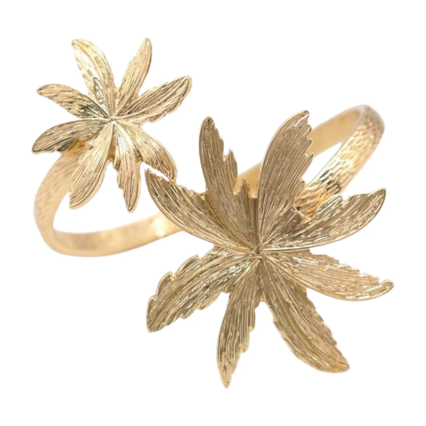 New Women Gold Metal Upper Arm Cuff Bracelet Palm Tree Flower Adjustable Fit Size