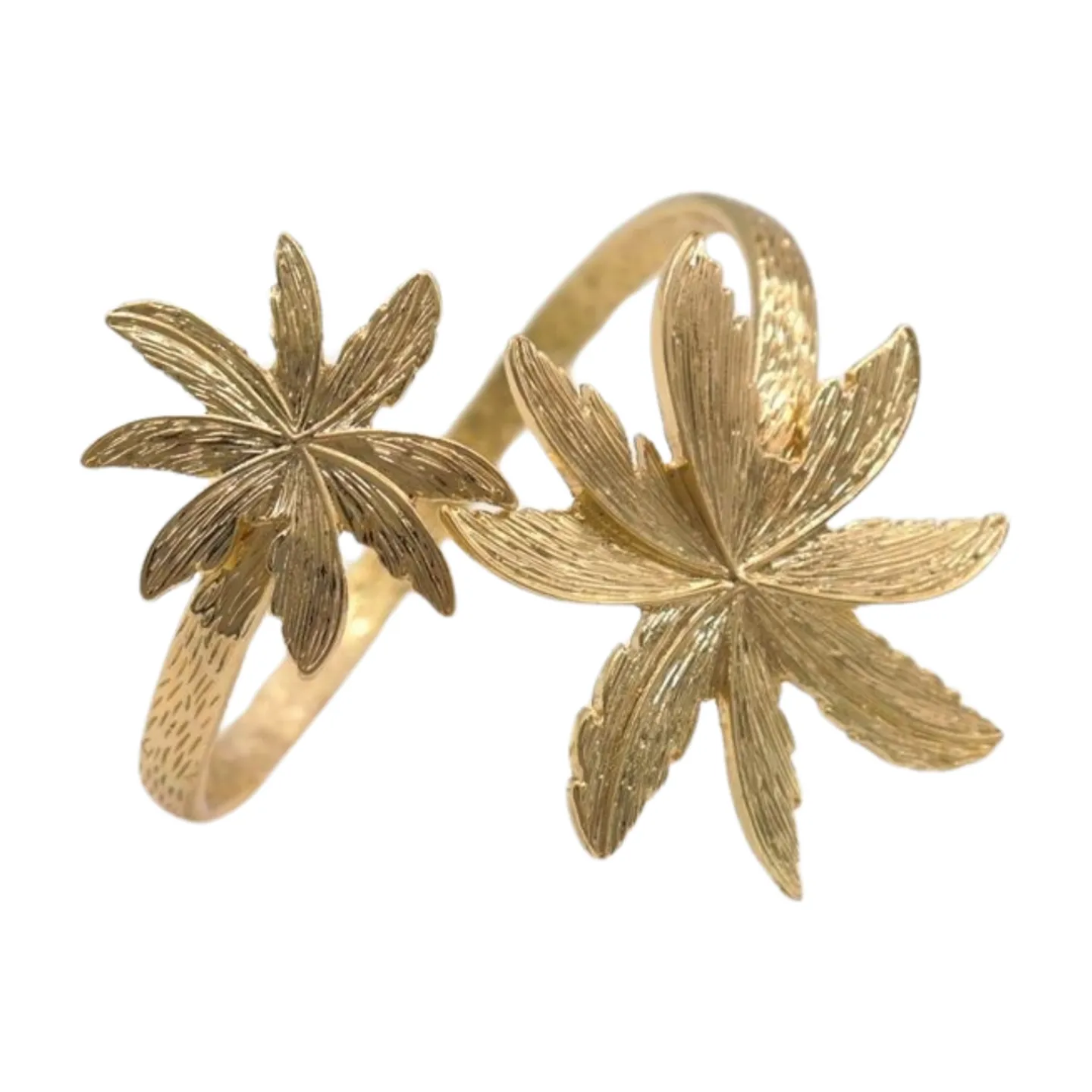 New Women Gold Metal Upper Arm Cuff Bracelet Palm Tree Flower Adjustable Fit Size