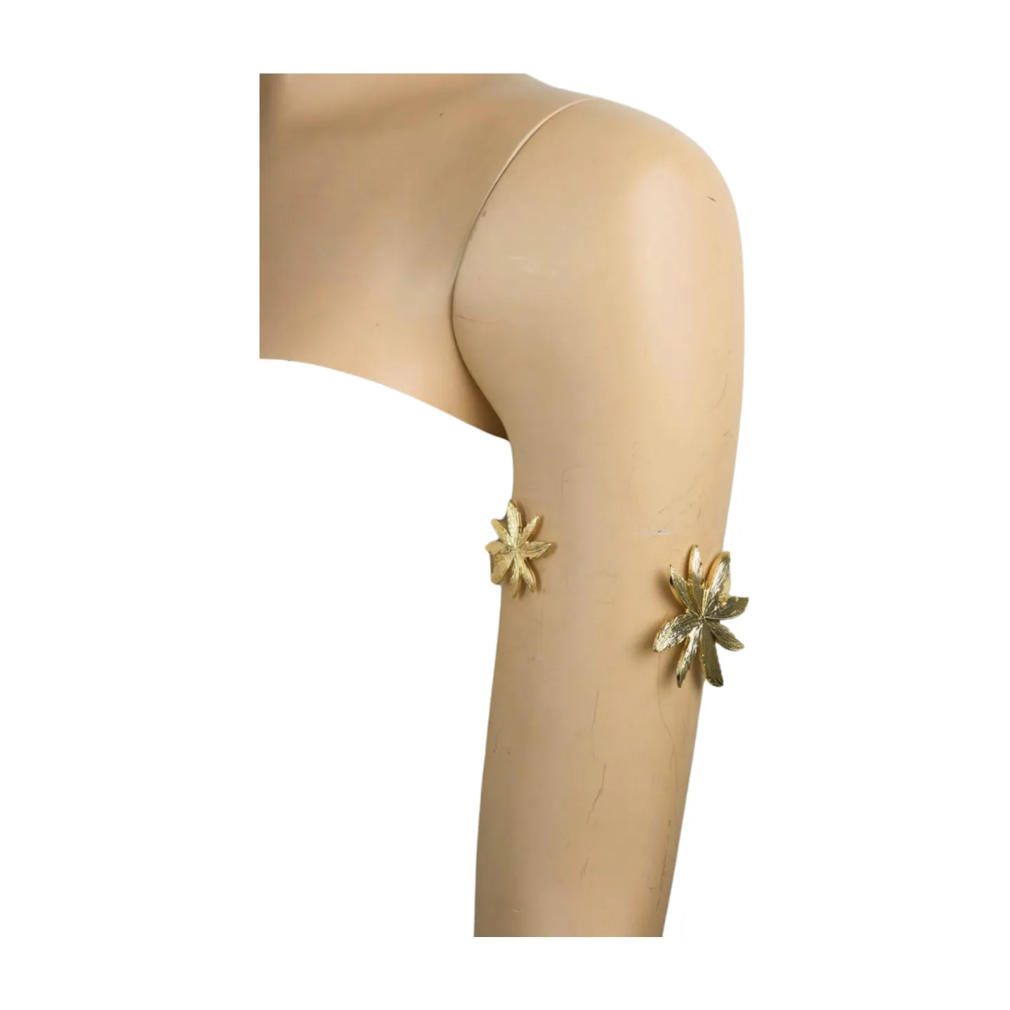 New Women Gold Metal Upper Arm Cuff Bracelet Palm Tree Flower Adjustable Fit Size