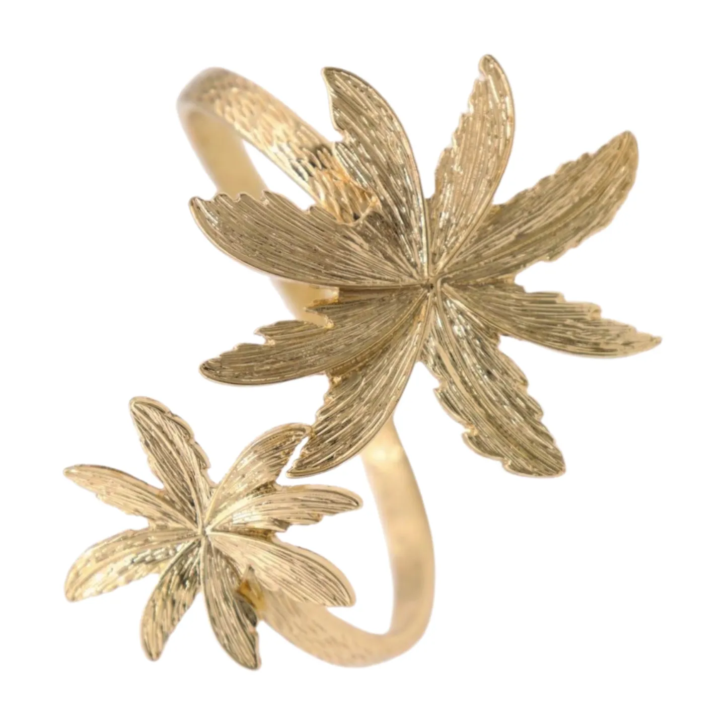 New Women Gold Metal Upper Arm Cuff Bracelet Palm Tree Flower Adjustable Fit Size