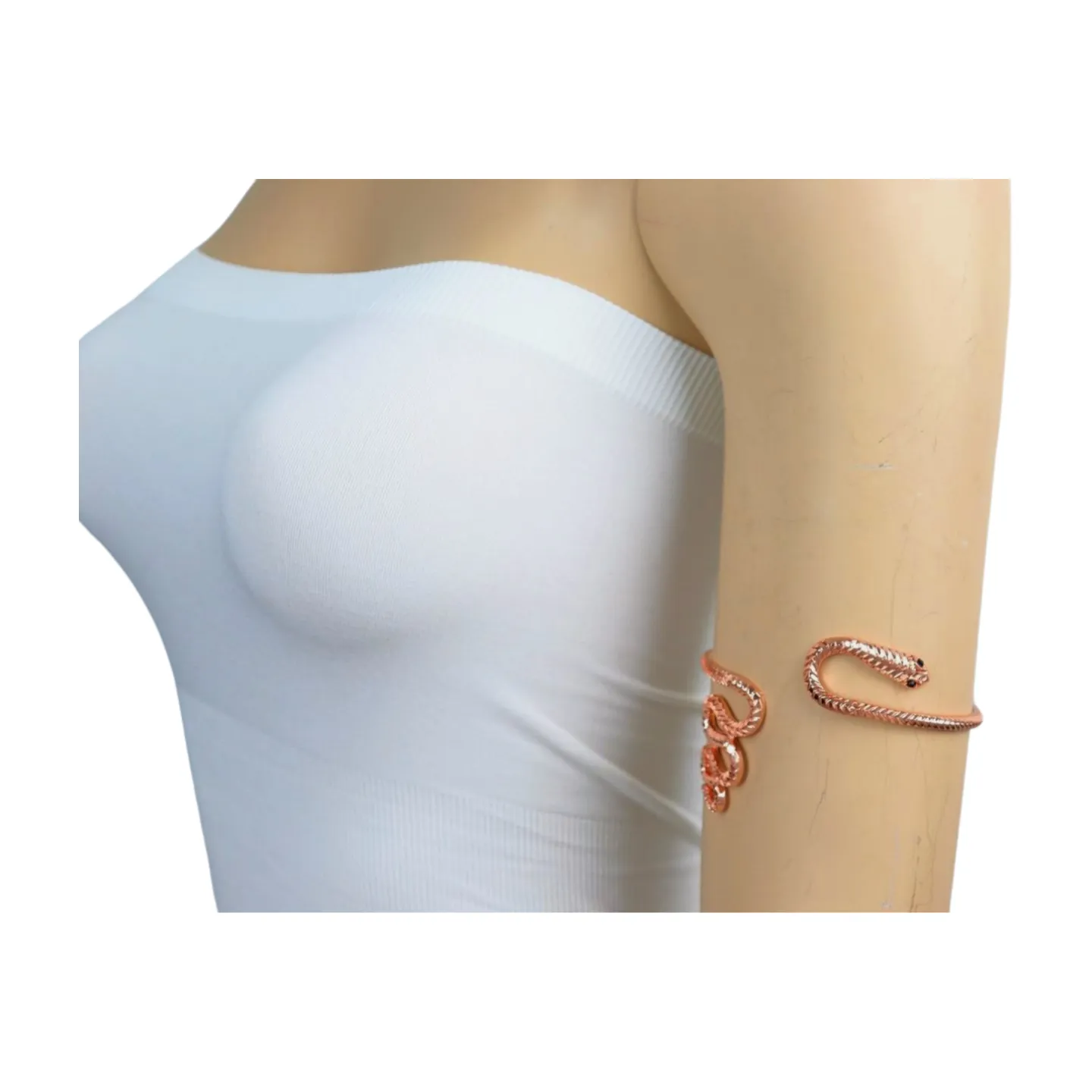 New Women Rose Gold Color Metal Upper Arm Cuff Bracelet Cobra Snake Wrap Around