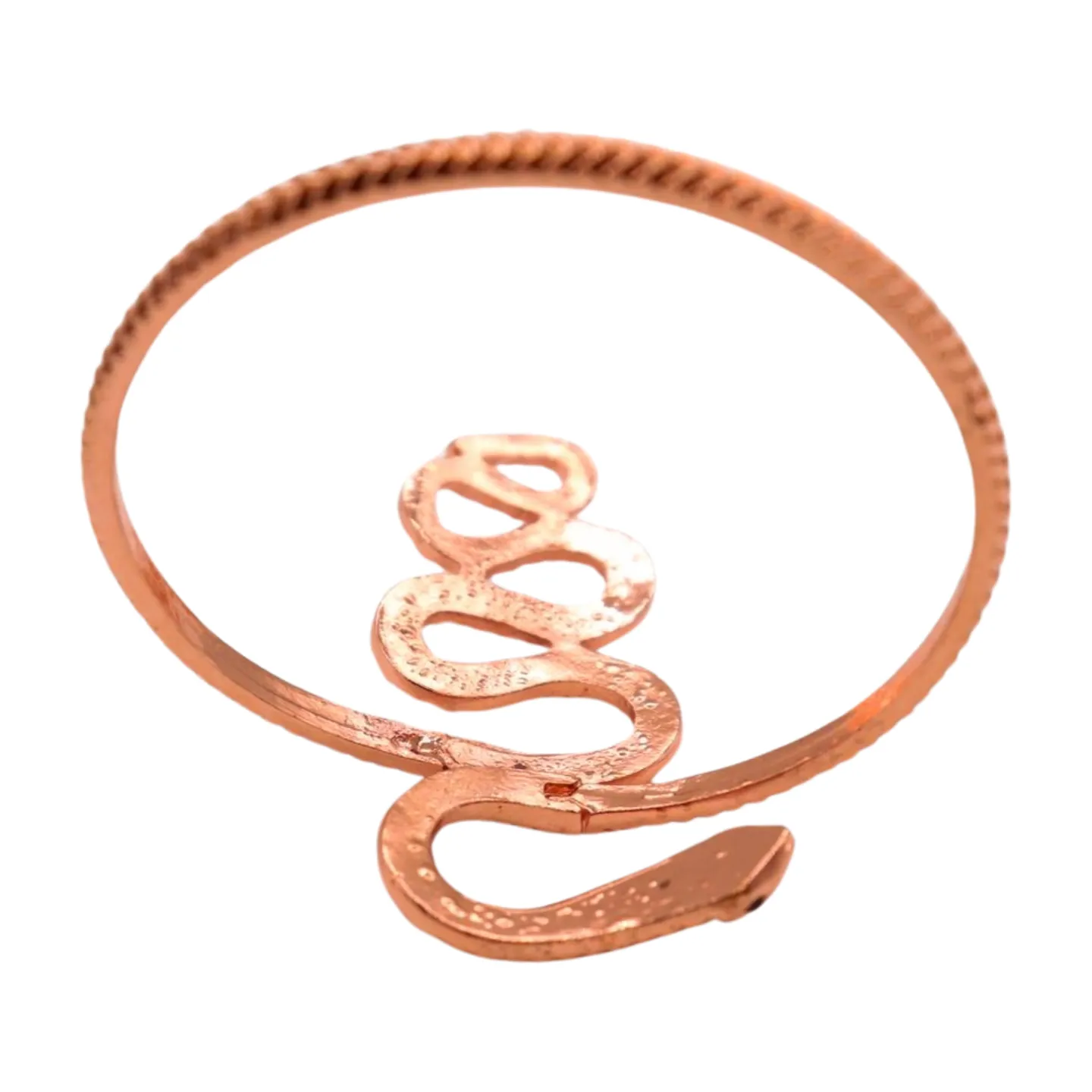 New Women Rose Gold Color Metal Upper Arm Cuff Bracelet Cobra Snake Wrap Around