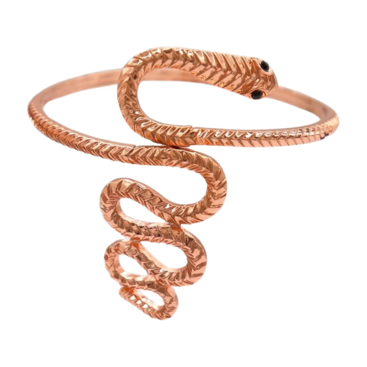 New Women Rose Gold Color Metal Upper Arm Cuff Bracelet Cobra Snake Wrap Around