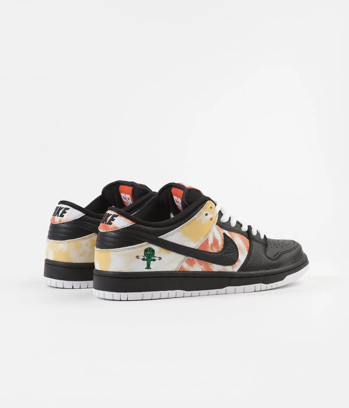 Nike SB 'Raygun Tie-Dye' Dunk Low Pro Shoes - Black / Black - Orange Flash