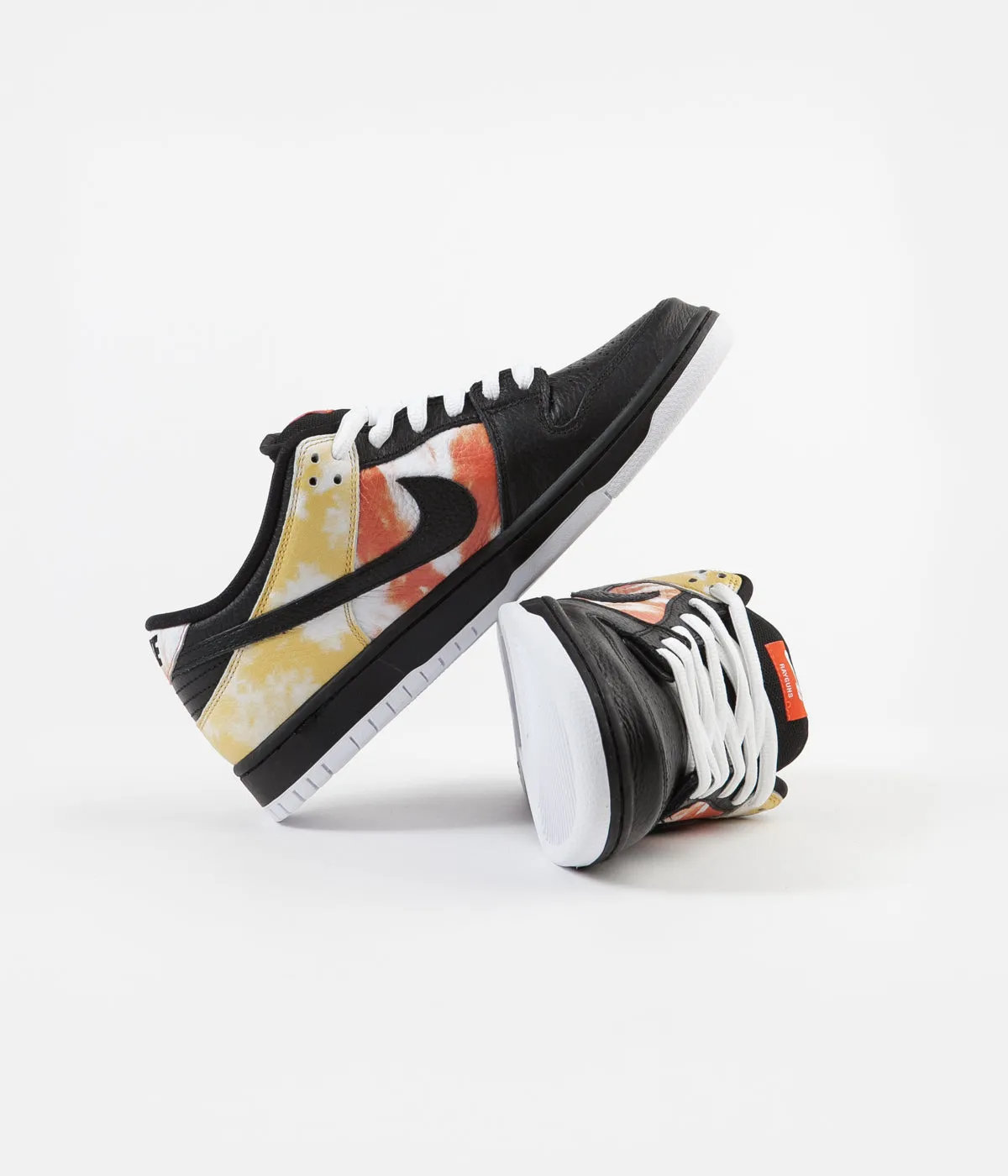 Nike SB 'Raygun Tie-Dye' Dunk Low Pro Shoes - Black / Black - Orange Flash