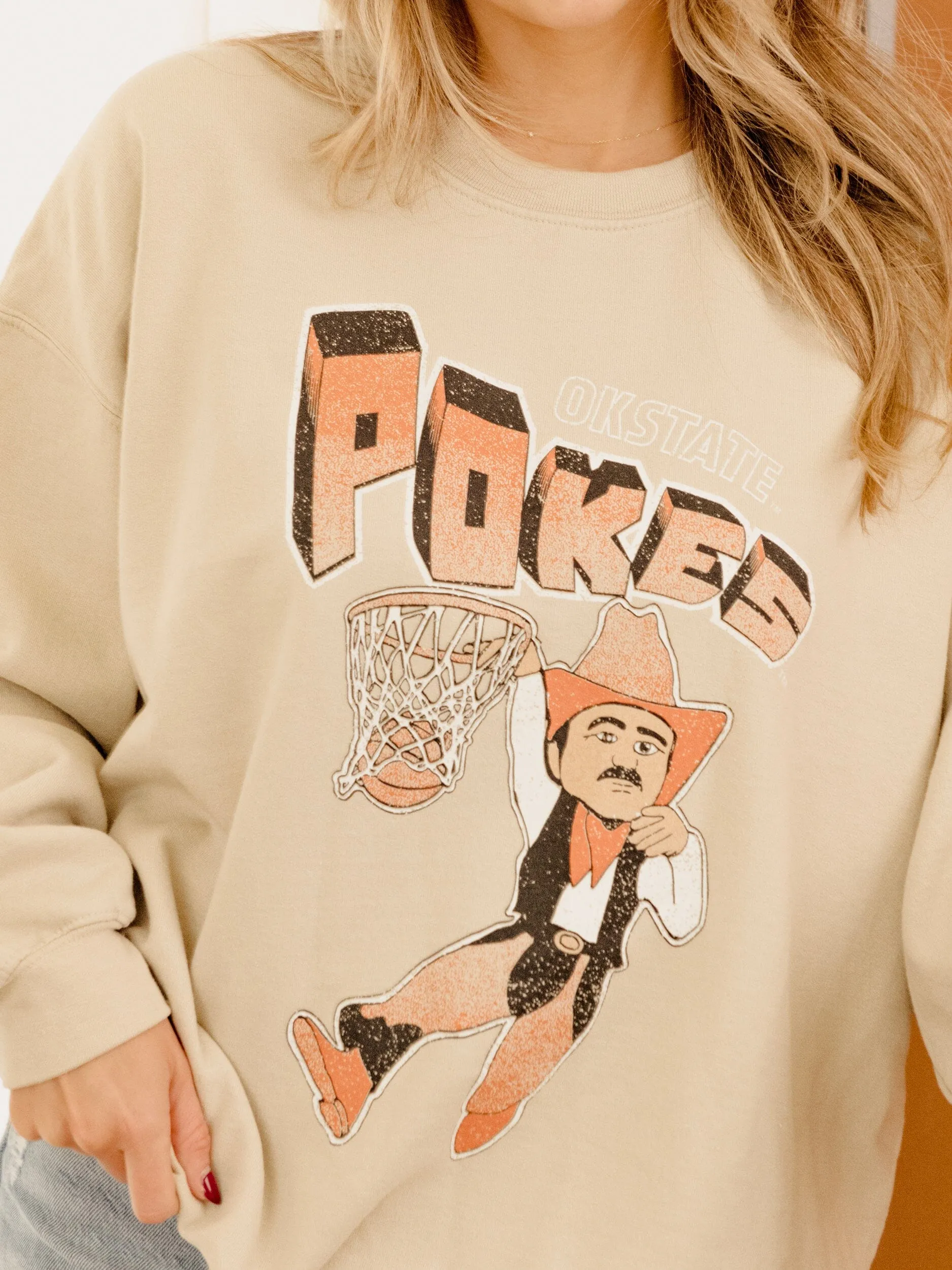 OSU Cowboys Basketball Mascot Dunk Sand Thrifted Sweatshirt