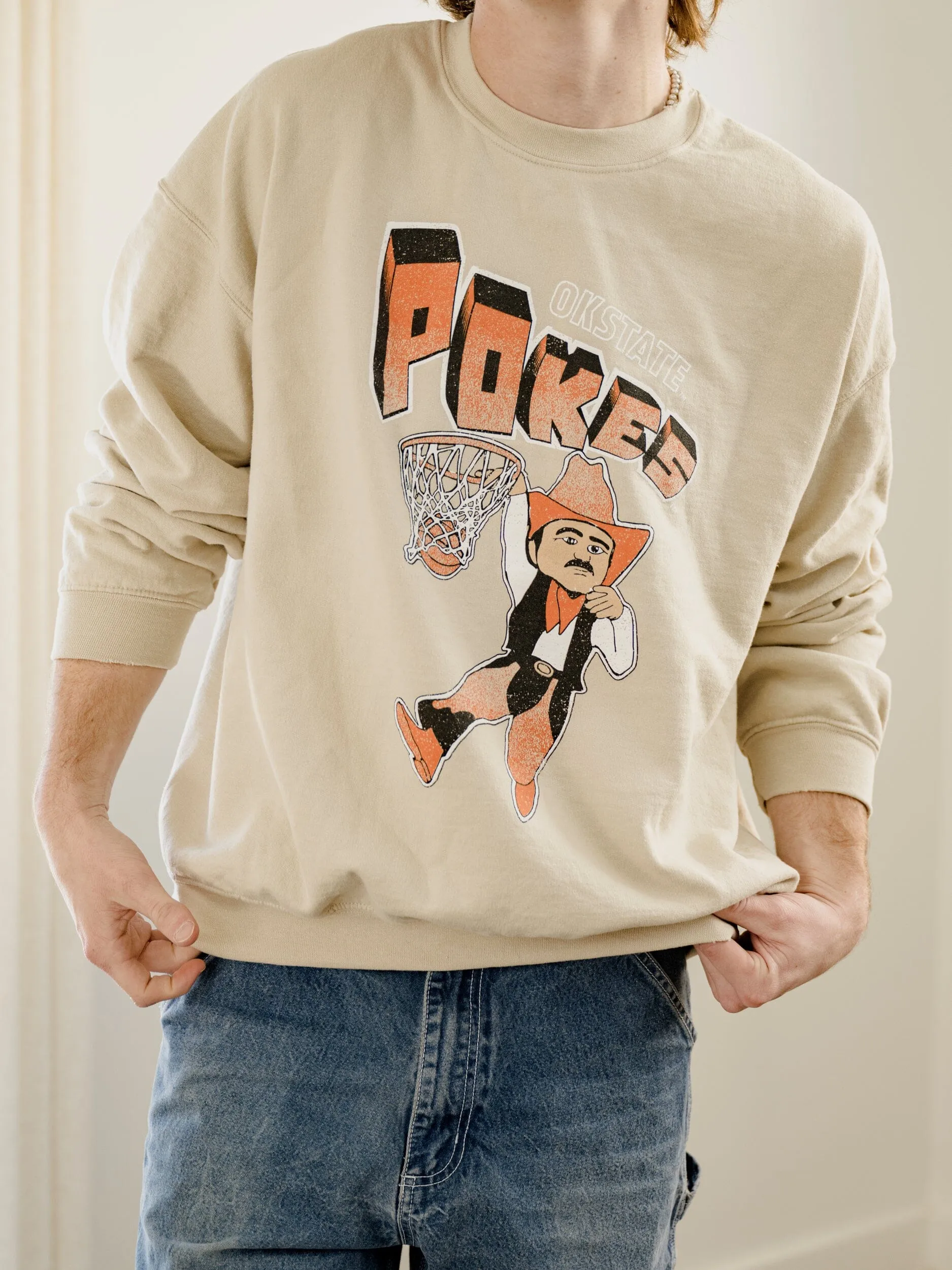 OSU Cowboys Basketball Mascot Dunk Sand Thrifted Sweatshirt