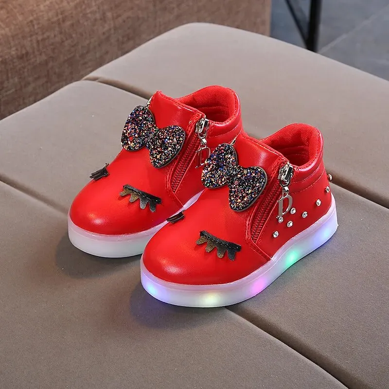 Princess Bow Glowing Sneakers for Girls
