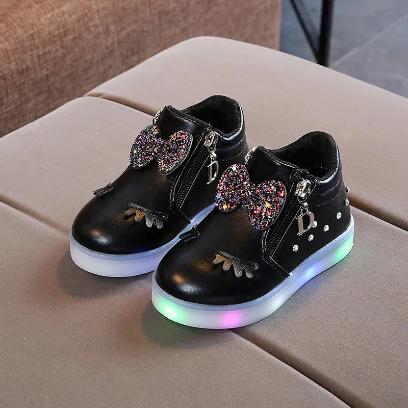 Princess Bow Glowing Sneakers for Girls
