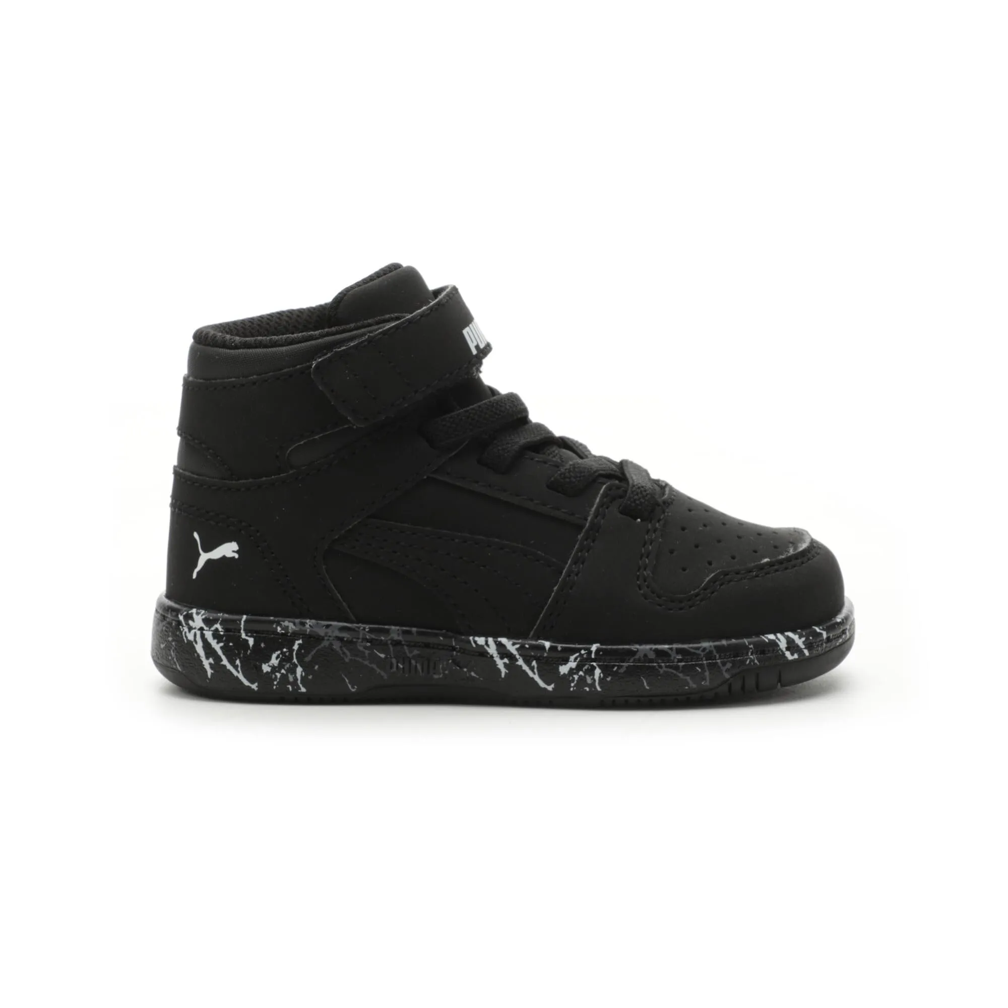 PUMA Kids Rebound Layup Mid Hook and Loop Sneaker, Black Black, 5 US Unisex Toddler