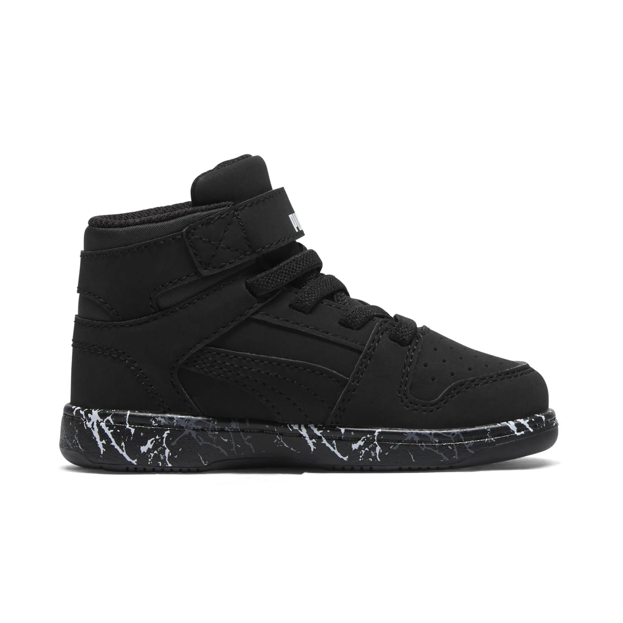 PUMA Kids Rebound Layup Mid Hook and Loop Sneaker, Black Black, 5 US Unisex Toddler