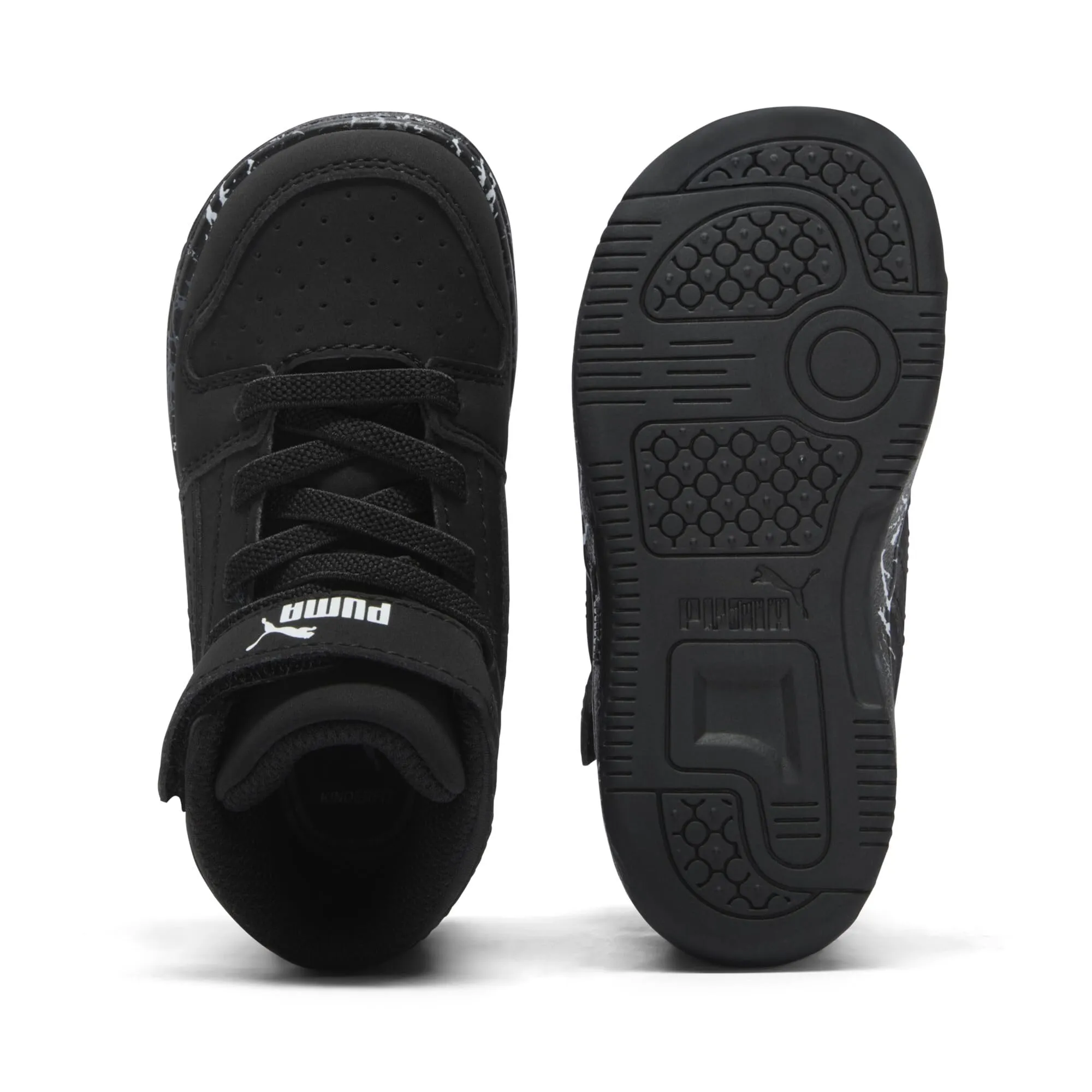 PUMA Kids Rebound Layup Mid Hook and Loop Sneaker, Black Black, 5 US Unisex Toddler