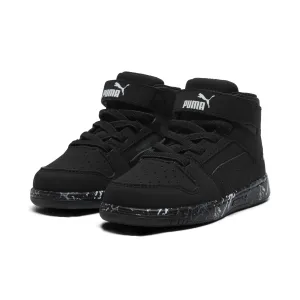 PUMA Kids Rebound Layup Mid Hook and Loop Sneaker, Black Black, 5 US Unisex Toddler