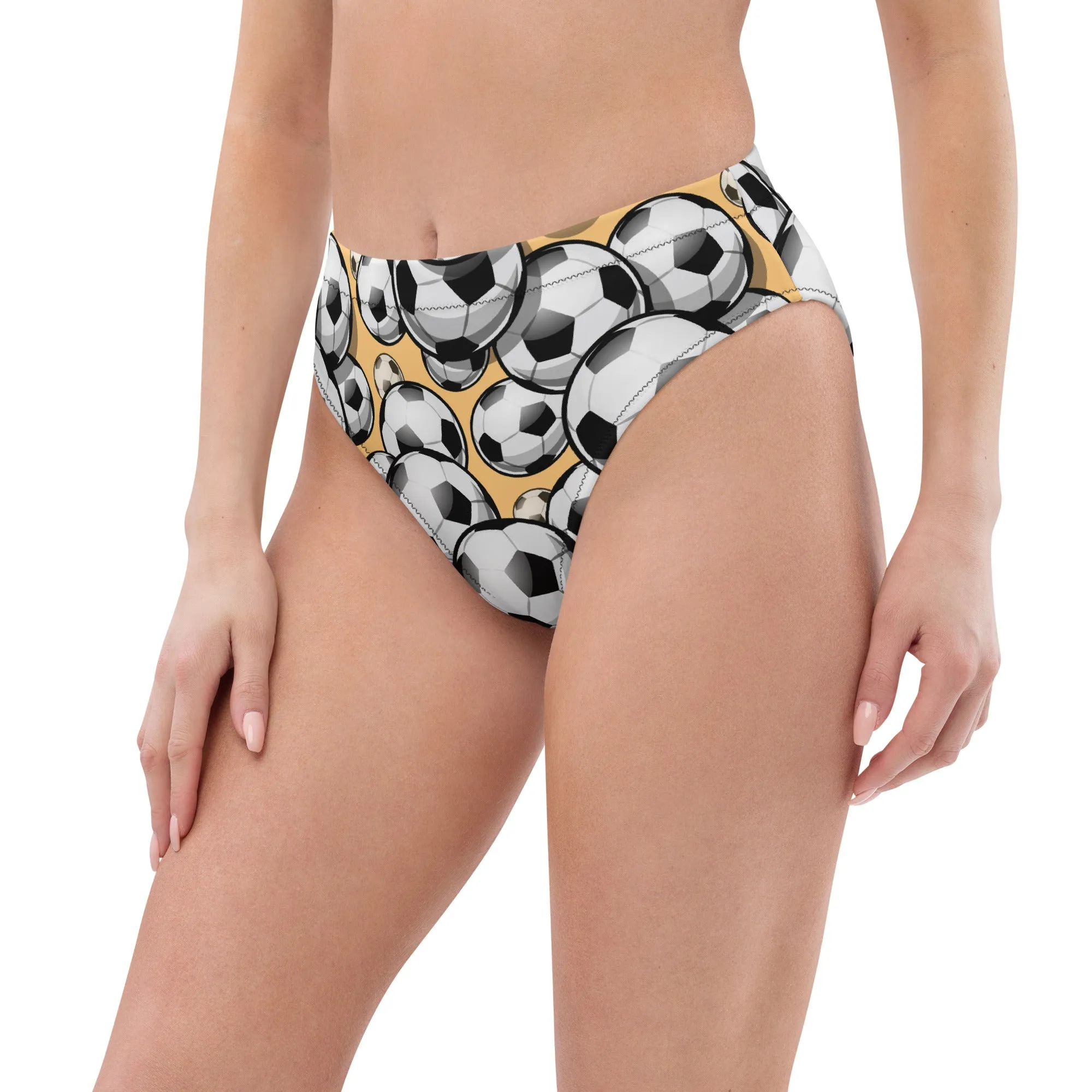 Recycled high-waisted bikini bottom, Soccer Mania Top, Gift