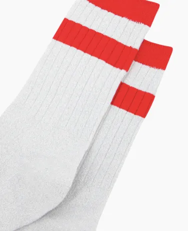 Red and White Stripe Crew Socks