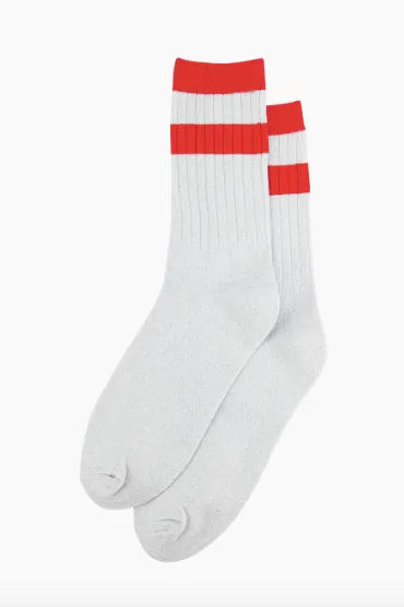 Red and White Stripe Crew Socks
