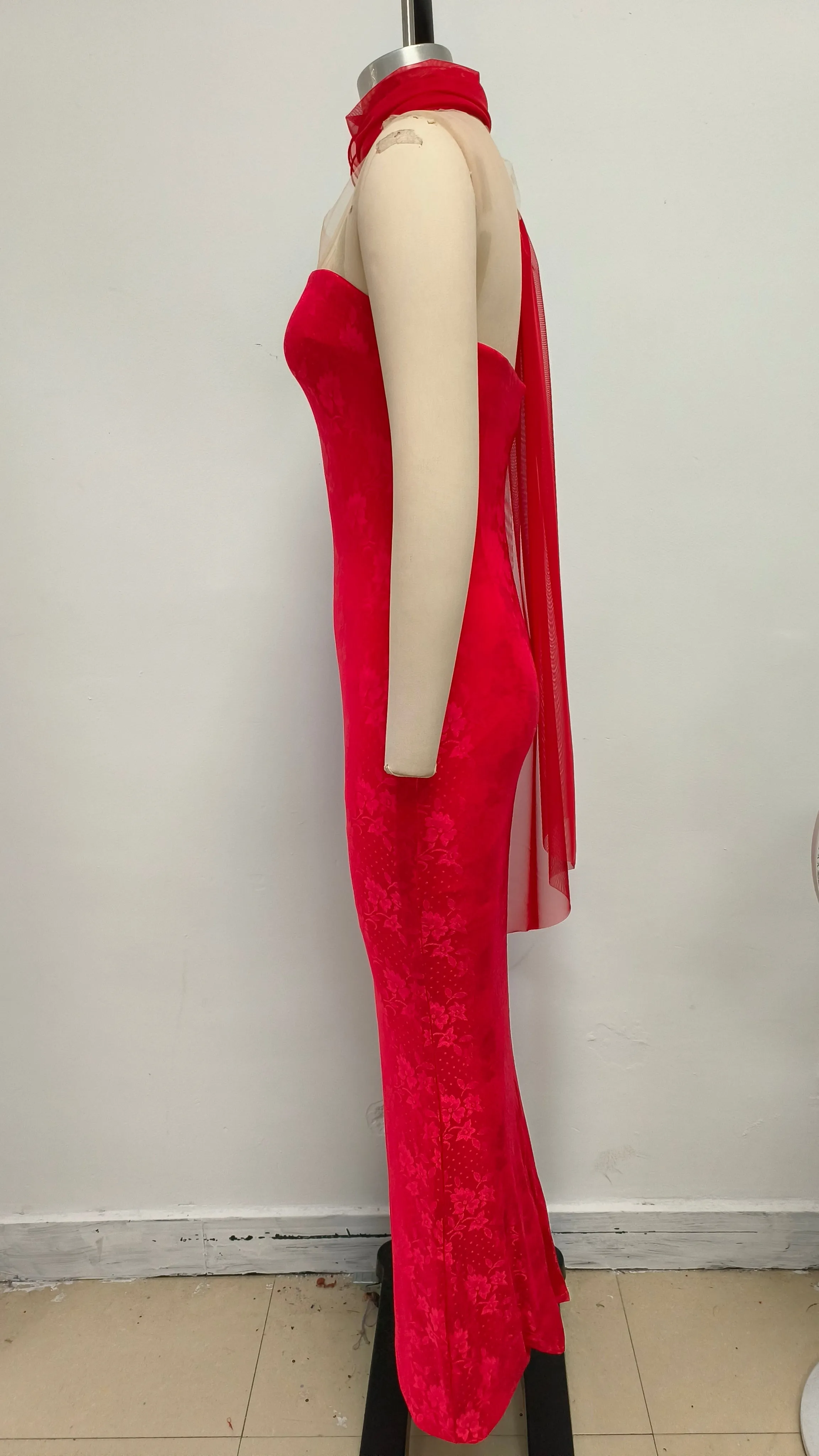 Red strapless Maxi Dress