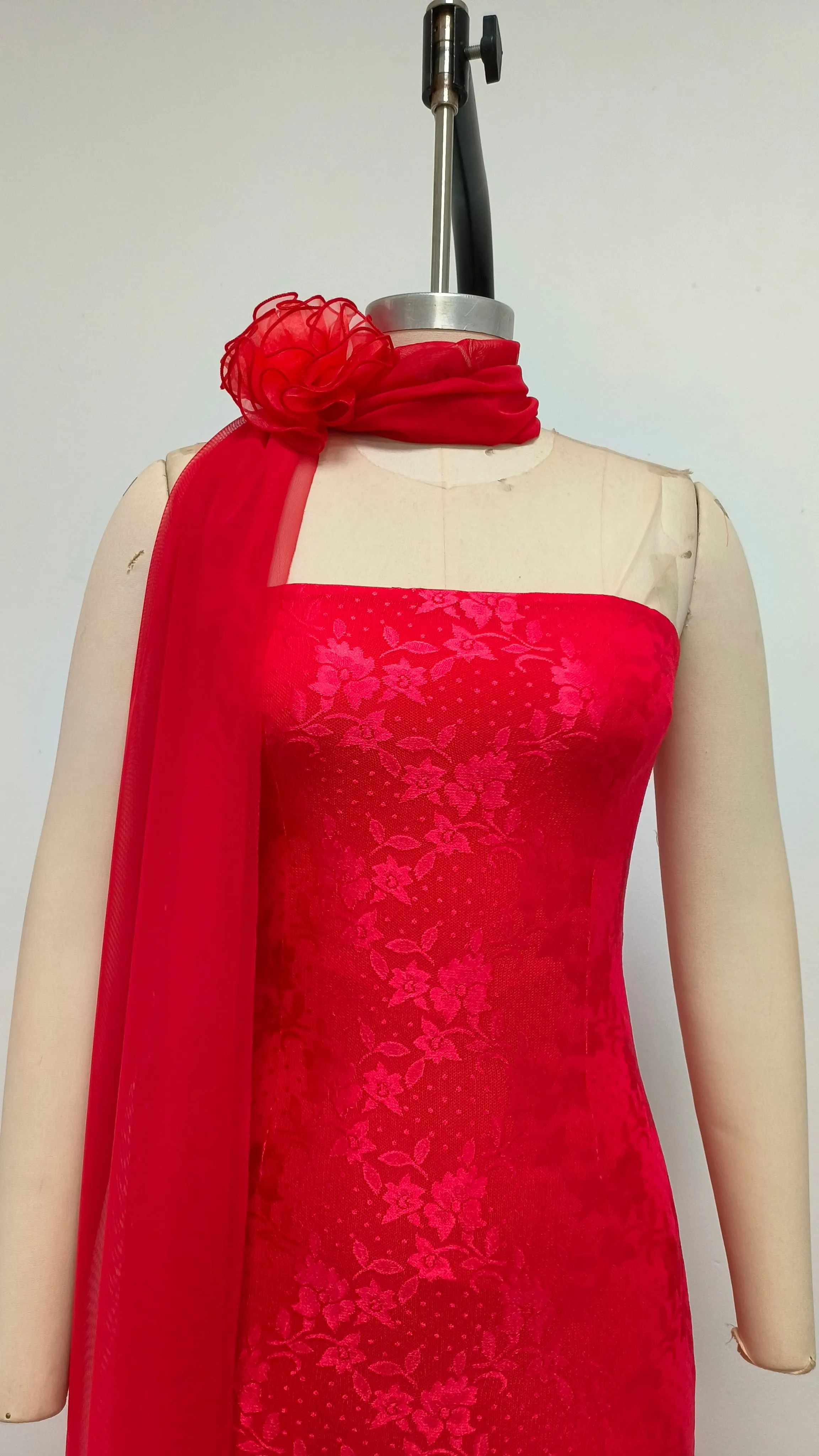 Red strapless Maxi Dress